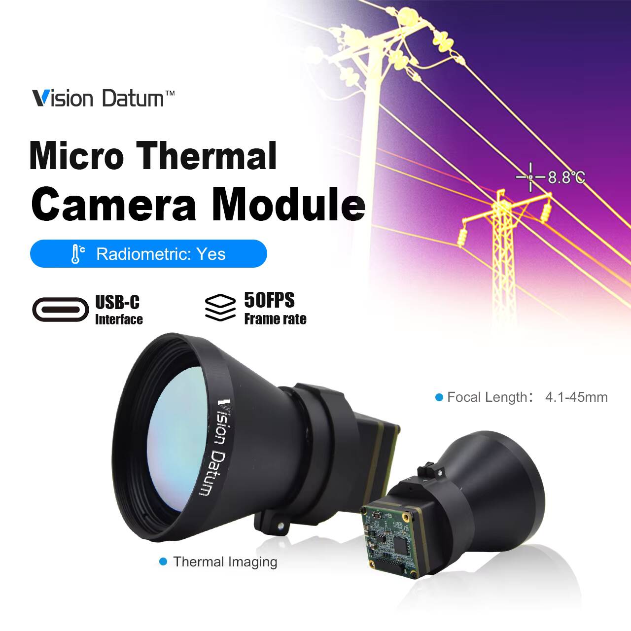 Thermal Imager Drone Gimbal - 1280X1024 LWIR 12Um غير مبرد El